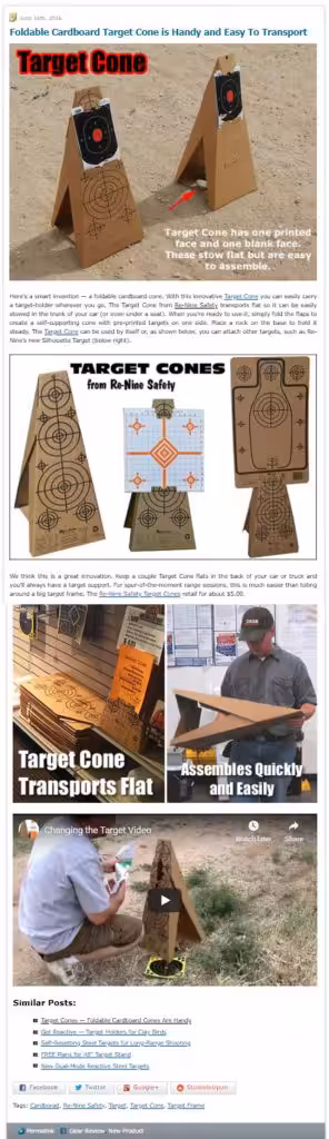 Foldable Cardboard Target Cone is Handy and Easy To Transport 1 AccurateShooter.com Article from June 16th, 2016, Cardboard Target